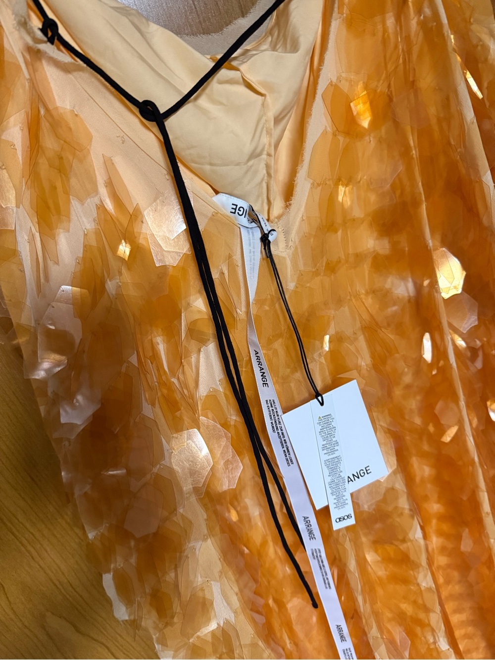 ARRANGE embellished shard sequin layered cami maxi dress in peach - Picture 7 of 8